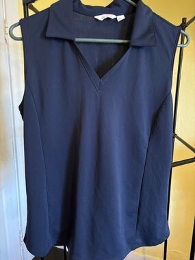 Lady Hagen Navy V-Neck Collared Sleeveless Camisole